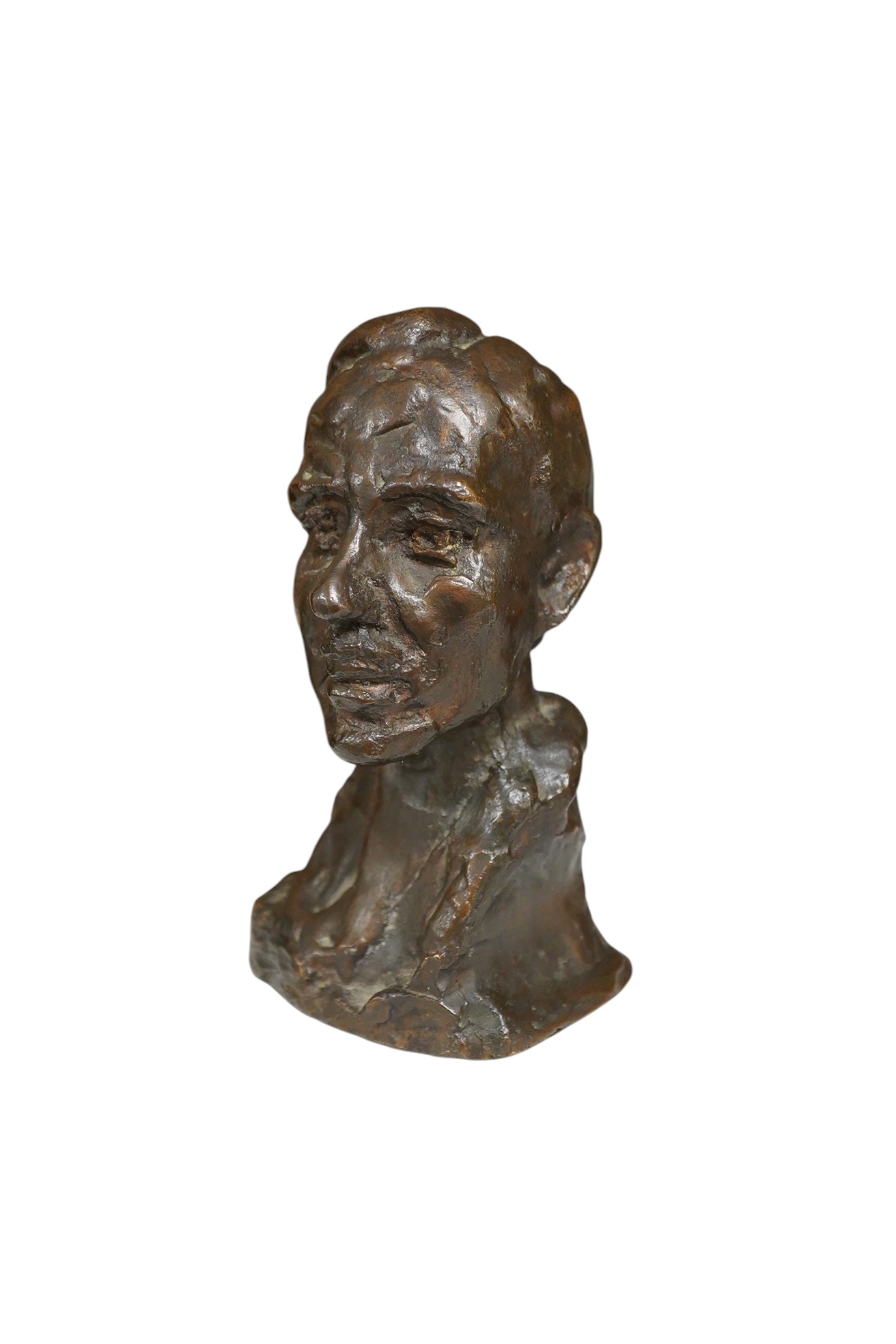 An indistinctly signed bronze bust of a gentleman, 15cm